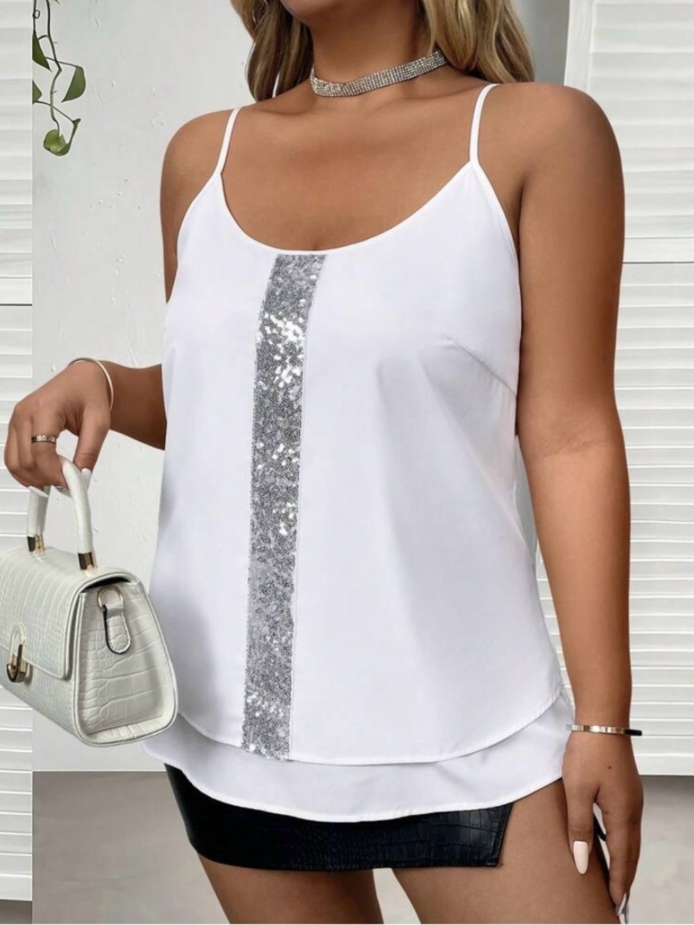 SHEIN Sequin-Strip Cami Top 2X